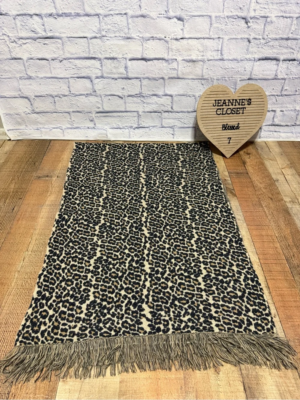 Johnny was Leopard wrap fringe scarf wool/cashmere
